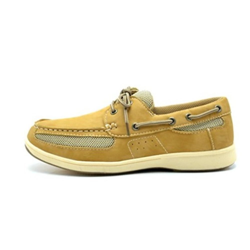 Men's KINGSHOW BOAT SHOES M1525 Wheat Brown Leather Loafers Lace up Sz 9.5